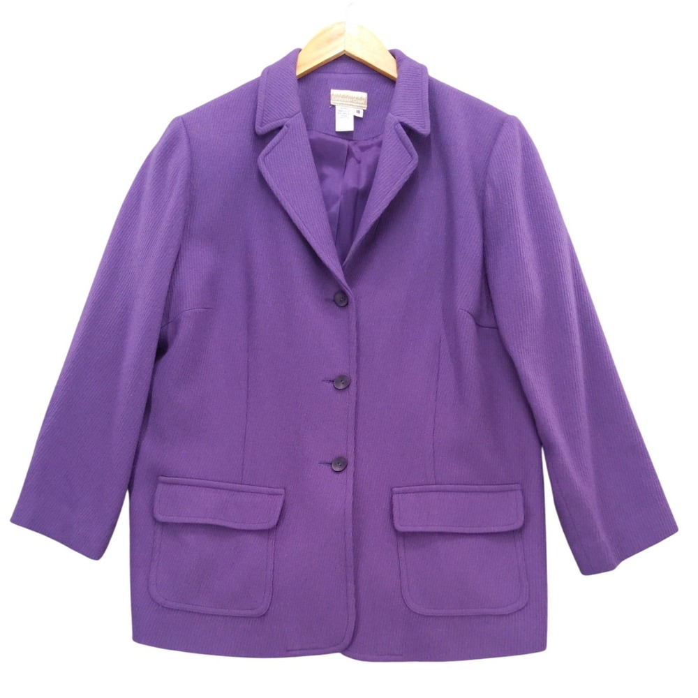 Coldwater Creek Purple Wool Coat Jacket Women Size 18